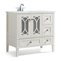 Offset Bathroom Vanities Houzz Simpli Home Ltd Paige Bath Vanity With White Quartz Marble Top 36