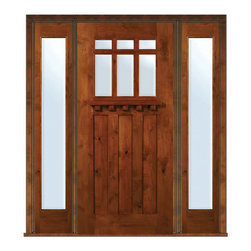 Prehung Side lights Door 80 Alder Craftsman 3 Panel 6 Lite TDL Glass - Front Doors