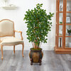 4.5' Black Olive Artificial Tree, Decorative Planter