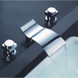 Contemporary Waterfall Bathroom Sink Faucet (Chrome Finish, Widespread) TP7709C - Bathroom Sink Faucets