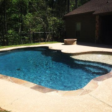 Free form pool with tanning ledge