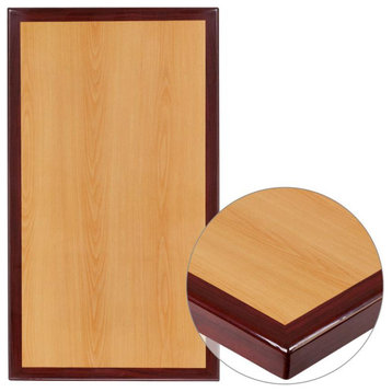 24 x 30 Rectangular 2-Tone High-Gloss Cherry Resin Table Top with 2 Thick...