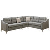 Polyfiber Fabric 4 Pieces Sectional Set In Gray With Black Trim