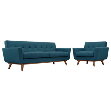 Giselle Azure Armchair and Sofa Set of 2