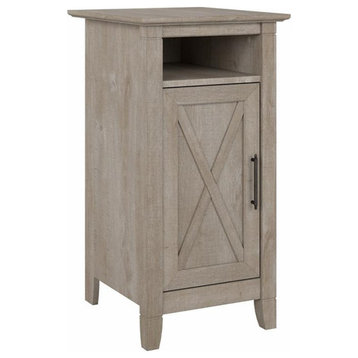 Pemberly Row End Table with Door in Washed Gray - Engineered Wood