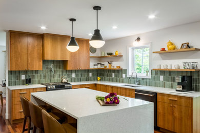 Mid-century modern kitchen photo in Burlington