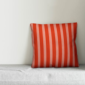 Red Stripes Throw Pillow Cover, 16"x16"