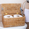 Artifacts Rattan™ Rectangular Double Toilet Roll Holder with Hinged Lid, Honey Brown