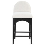 Meridian Furniture - Waldorf Chenille Upholstered Stool, Black, Chenille, Natural Finish, Cream, Boucle Fabric, Black Finish - The Waldorf Boucle Fabric Counter Stool exudes elegance and comfort. Crafted with solid ash wood, this stool boasts a sturdy and durable construction. The black finished legs provide a sleek and welcoming touch to the overall design. The plush cream boucle fabric on the seat and backrest of the stool offers a soft and cozy seating experience, making it an ideal choice for long dinner conversations with family and friends.