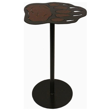 Burnt Umber and Golden Brown Iron Drink Table With Bear Paw