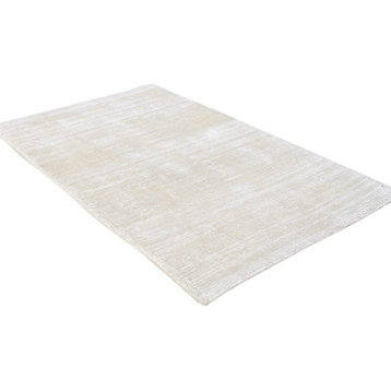 Ivory Faux Silk Solid Contemporary Hand-Tufted 100% Viscose Area Rug, 10'x13'