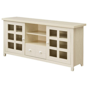 Newport Park Lane One-Drawer TV Stand with Cabinets and Shelves in Ivory Wood