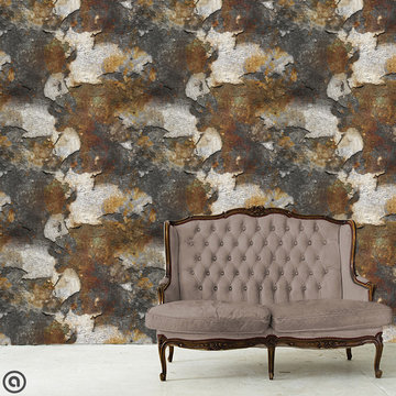 Rust Flakes. Industrial Collection. Haute Couture Peel & Stick Fabric Wallpaper.