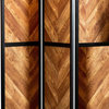 70" Modern 3 Panel Folding Room Divider, Herringbone Pattern, Brown