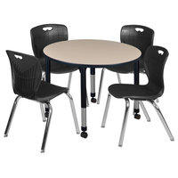 Square Height Adjustable Mobile Classroom Table - Contemporary - Kids ...