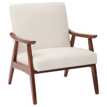 Davis Chair in Linen Beige fabric with Medium Espresso frame
