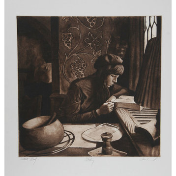 Harry McCormick "Reading" Etching