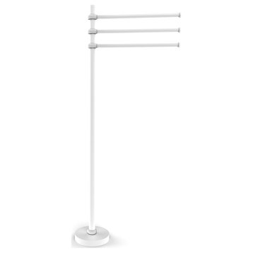 Towel Stand with 3 Pivoting 12" Arms, Matte White