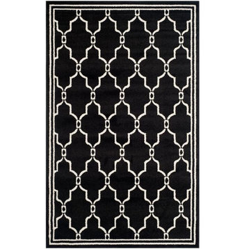 Safavieh Amherst Amt414G Outdoor Rug, Anthracite/Ivory, 7'0"x7'0" Square