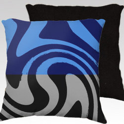 TOROSIETE Throw Pillow Cover - Giro Black & Blue with Black Back - Products