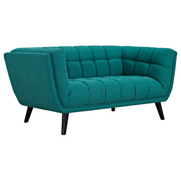Bestow Upholstered Fabric Loveseat, Teal