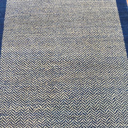 Blue Herringbone - Area Rugs