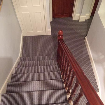 Striped Carpet to Stairs Installation