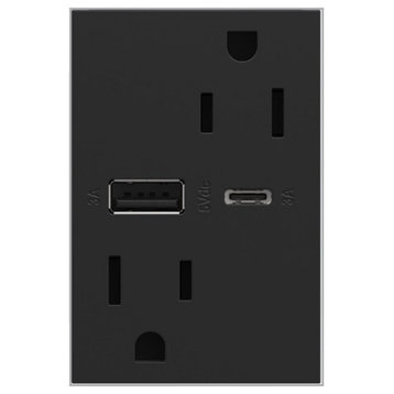 Legrand Adorne Tamper-Resistant A/C USB Hybrid Outlet ARTRUSB156ACG4, Graphite