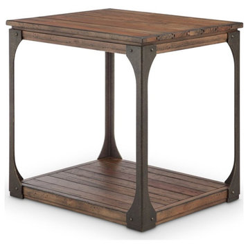 Bowery Hill Modern Wood Industrial End Table in Bourbon Finish