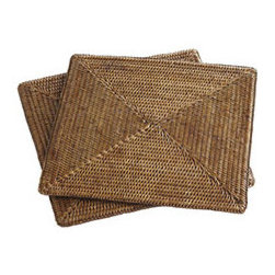 Square Rattan Placemats - Set of 2 - New - Home Decor