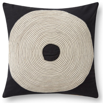 Loloi PLL0035 Black / Natural 18" x 18" Cover Only Pillow