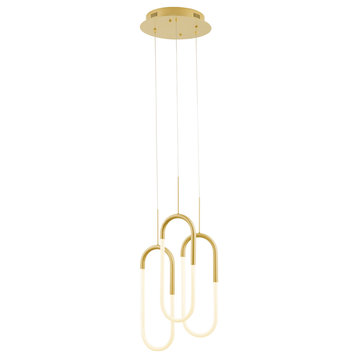 LED Three Clips Chandelier, Dimmable, Sandy Gold