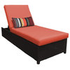 Belle Wheeled Chaise Outdoor Wicker Patio Furniture in Tangerine