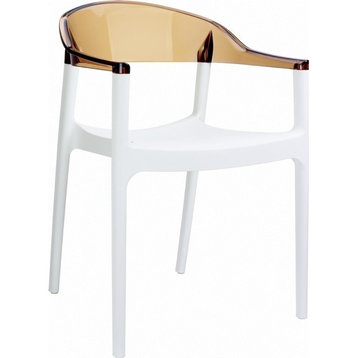 Carmen Modern Dining Chair White Seat Transparent Amber Back
