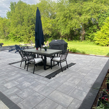 Unilock Beacon Hill Smooth Patio with U-Cara Walls and Fire PIt