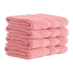 CLASSIC TURKISH TOWELS - Antalya 4-Piece Washcloth Set, Lobster - Bath Towels