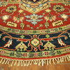 New Red/Navy 8' Round Heriz Serapi Oriental Hand Knotted Wool Area Rug H3245