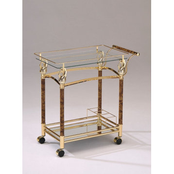 Alluring Serving Cart, Golden Plated & Clear Glass
