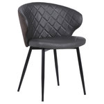 Armen Living - Cosie Dining Chair, Black Powder Coated and Gray Faux Leather - The Armen Living Cosie contemporary dining chair features a beautiful diamond pattern texture that is certain to enhance the aesthetics of any modern household. The unique rounded back design of the Cosie provides excellent lumbar support thanks to its foam padding and optimized height. The chair's cushioned seat is supported by durable Black Powder Coated Steel legs that feature a streamline contemporary design that gives the Cosie a stylish, yet practical appearance. The legs come complete with rubber nibs, assuring that the Cosie will not damage hardwood or tile floors, even when dragged. The impressive Cosie is perfect for the dining room, but practical enough to fit well in just about any room of the house. The Cosie is available with your choice of Brown Fabric or Grey Faux Leather upholstery.