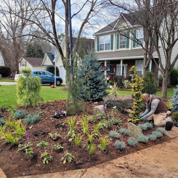 Stylized Natural Garden W/ Flagstone Mosaic Accented Walkway