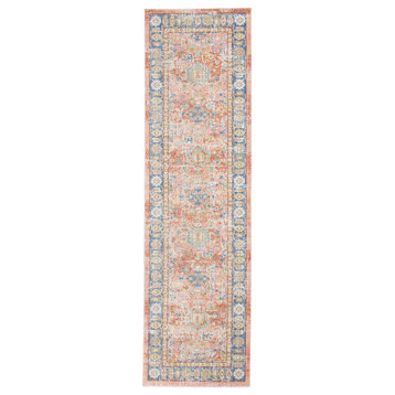 Century Reuda Runner, Coral Pink, 2'6"x8', Bordered