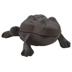Import Wholesales - Frog Hide A Key Box, Distressed Brown Cast Iron - This Frog Hide A Key Box has a Sturdy Cast Iron Design With Distressed Brown Finish. It's Perfect for your Garden Or Flower Bed. Measures 3" Wide by 4.25" Long.