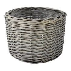 Round Antique Wash Wicker Planter , Set of 3