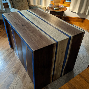Custom Desk Dark Walnut with Epoxy waterfall