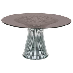 Contemporary Dining Tables Platner Dining Table, Chrome Base, Bronze Glass