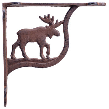 Wall Shelf Bracket, Moose Pattern, Cast Iron, 7.25"