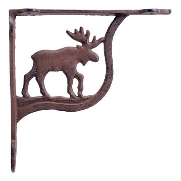 Wall Shelf Bracket, Moose Pattern, Cast Iron, 7.25"