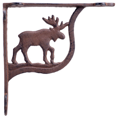 Wall Shelf Bracket, Moose Pattern, Cast Iron, 7.25"
