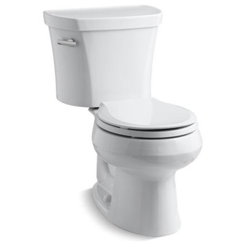 Kohler Wellworth 2-Piece Round-Front 1.28 GPF Toilet w/ Left-Hand Lever, White
