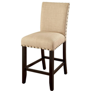 Dining Chair, Light Walnut and Beige
